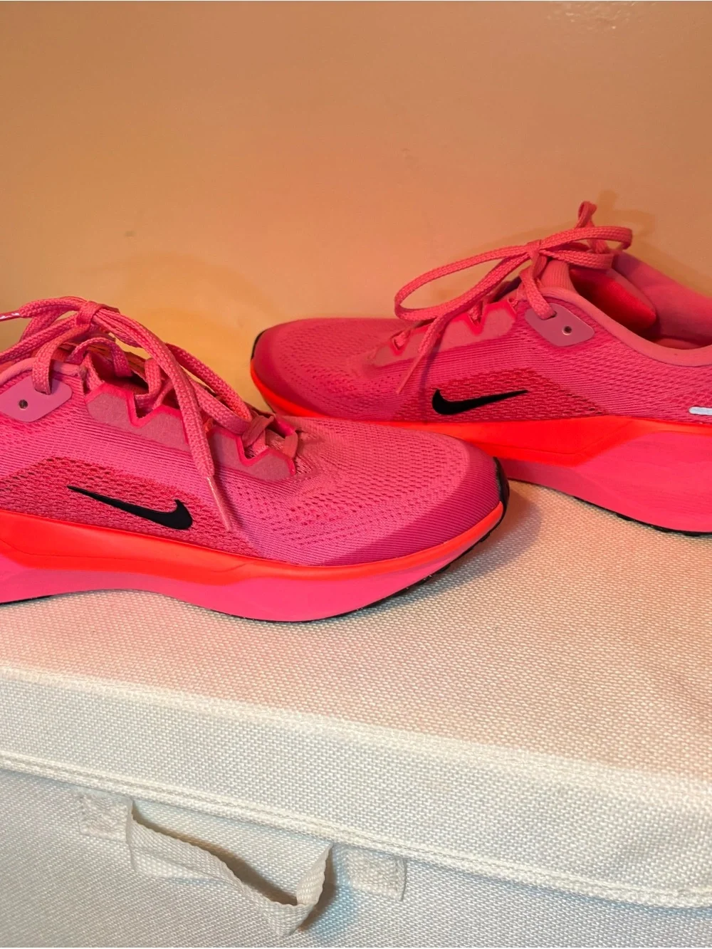 Nike Women's Hot Pink Running Sneakers with Black Swoosh